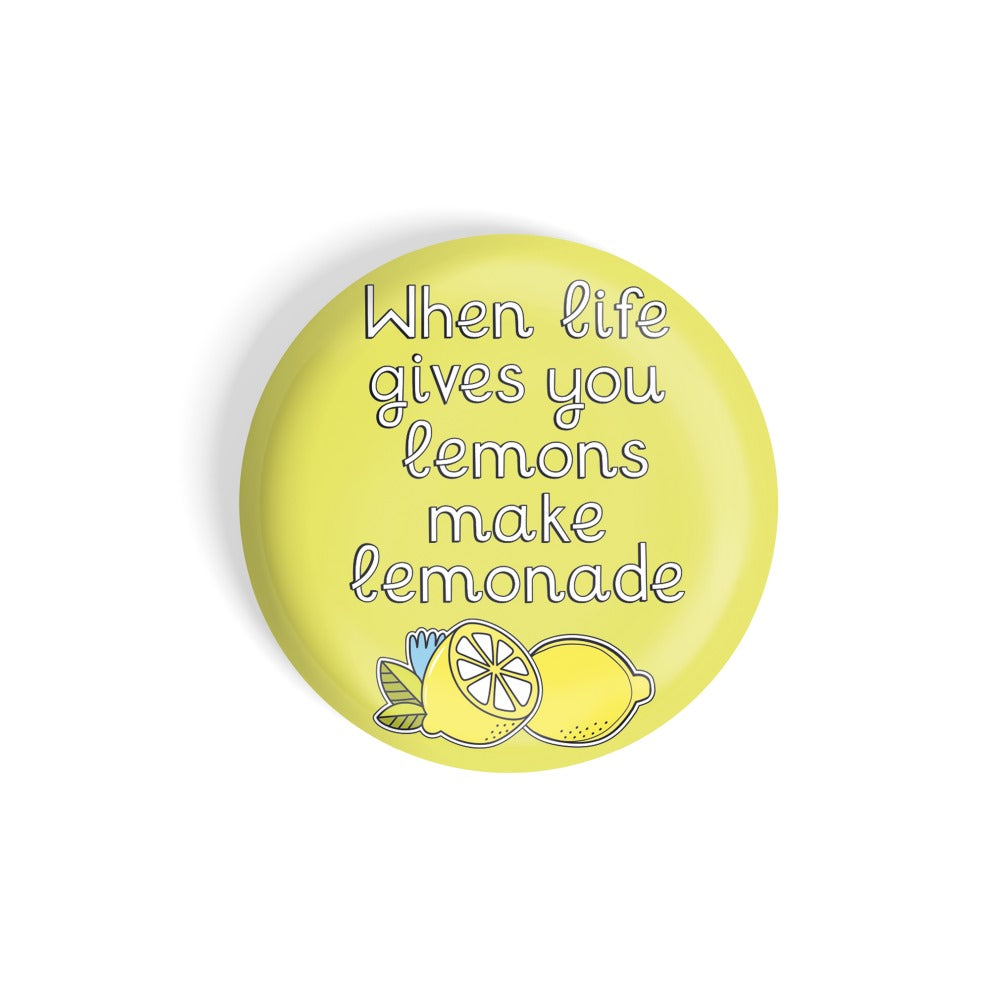 dhcrafts Round Fridge Magnet Yellow Food Lovers When Life Gives You Lemons Make Lemonade Glossy Finish Design Pack of 1 (58 mm)